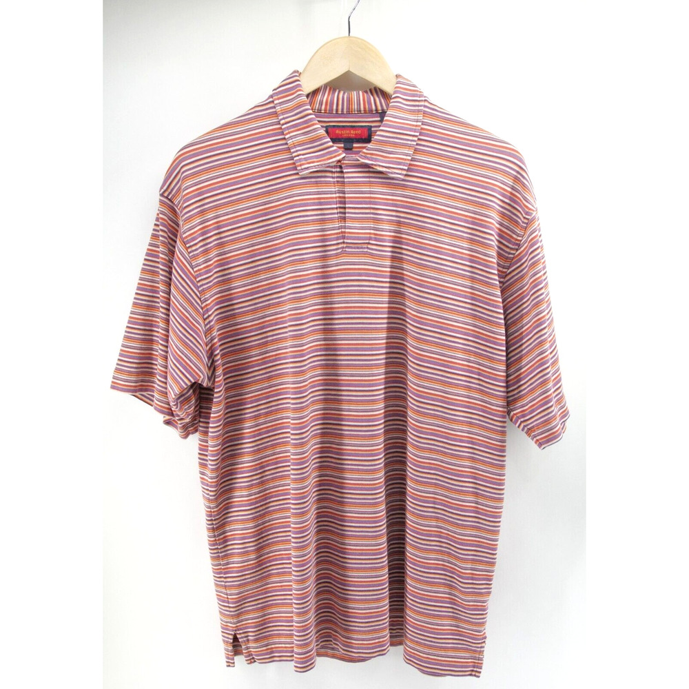 Austin Reed London Striped‎ Long Sleeve Polo Shirt Men's Size L Multicolor